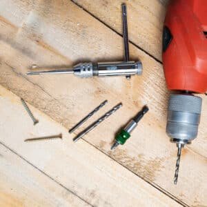 an electric drill, nails and other repairing equipments