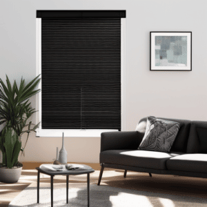 Blackout blinds are fitted on the living room window