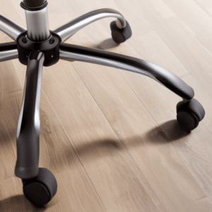 Close up look at the base of a gaming chair