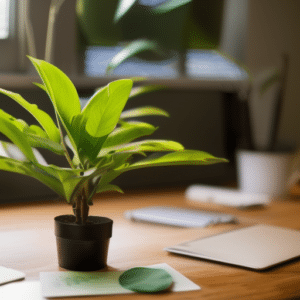 Small plant on workspace desk