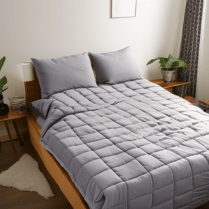 Weighted blanket on bed