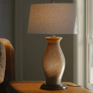 a table lamp near sofa