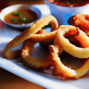 serving a plate of onion rings