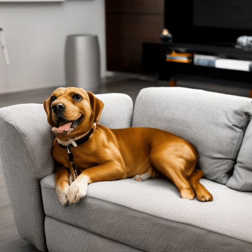 A dog sitting on a sofa