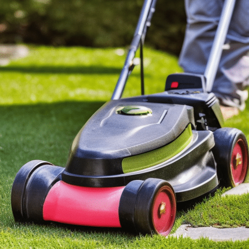 A man using a lawnmower