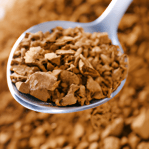 A spoon of instant coffee granules