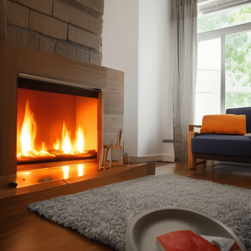 Blazing fire in an electric fireplace