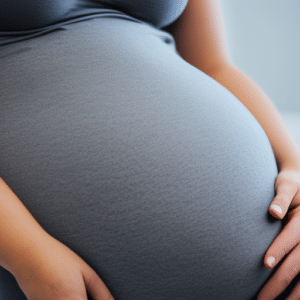 Close up at pregnant woman's baby bump