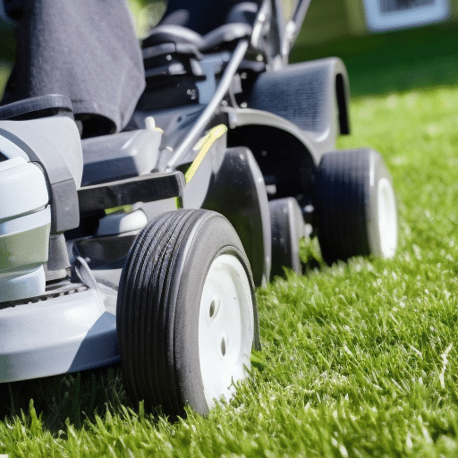Close up look at a lawnmower