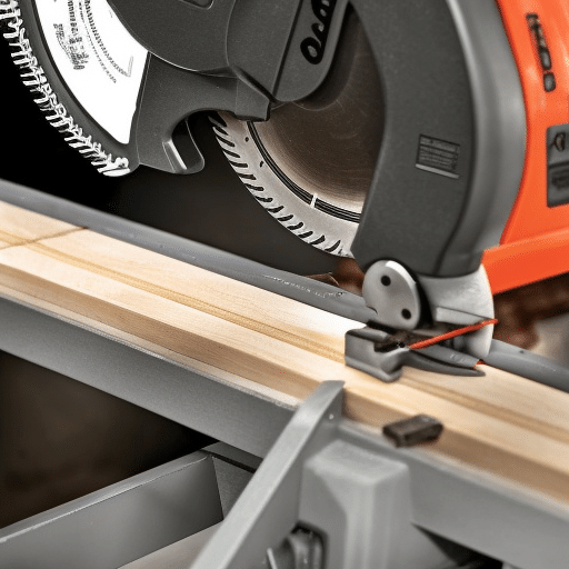 Close up look at a mitre saw