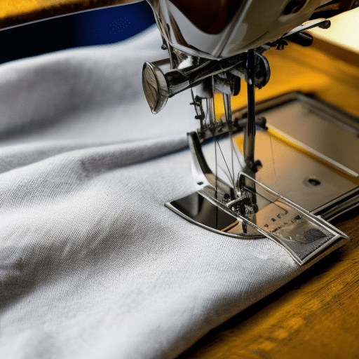 Close up look at the needle of a sewing machine