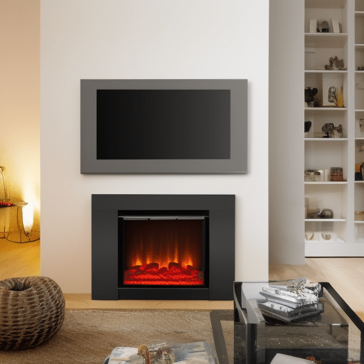 Electric fire installed under the TV