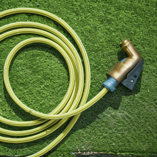 Garden hose in the backyard