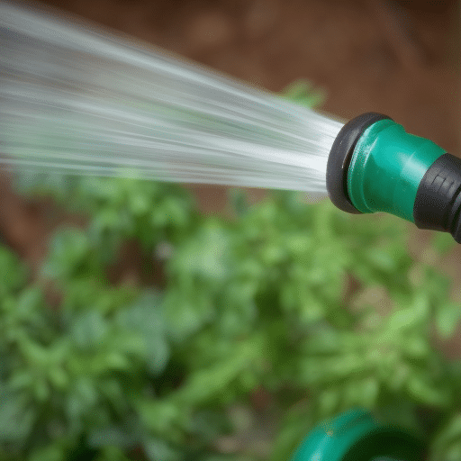Garden hose nozzle spraying water