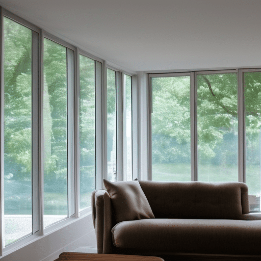 Glass windows around the living room