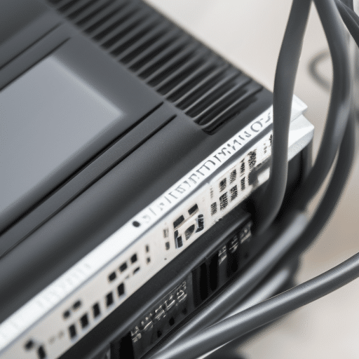 Internet router and cables inside a garden shed