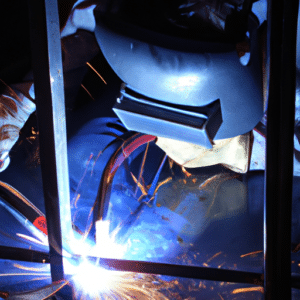 Joining iron to make a fence using a welding machine