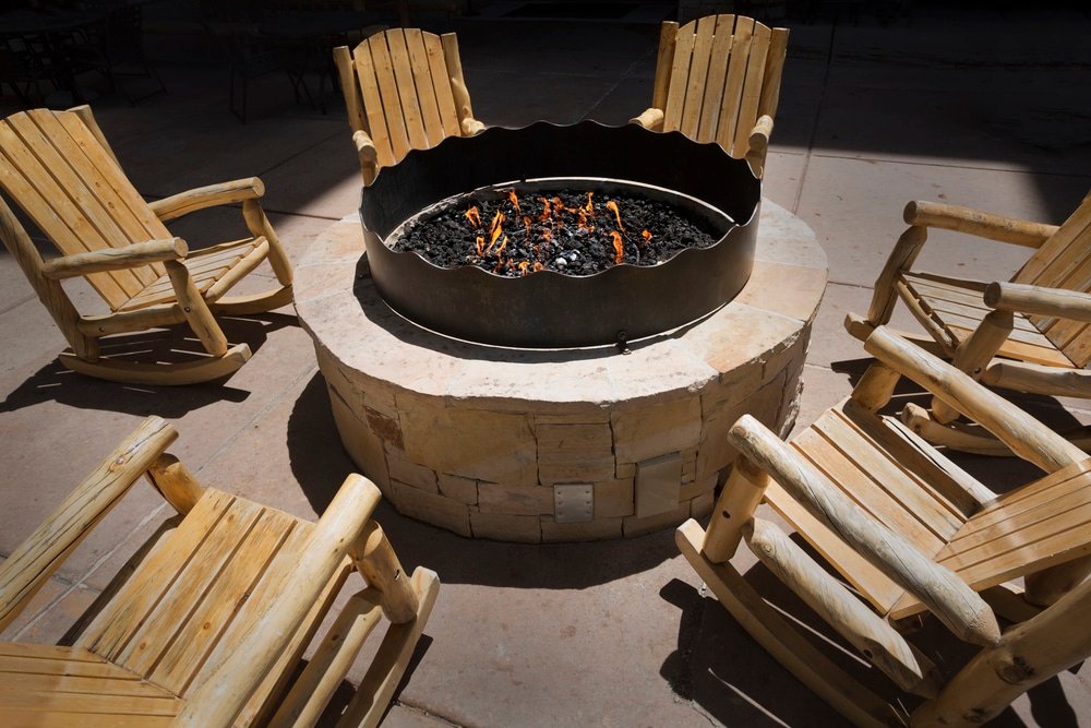 Large fireplace in the backyard