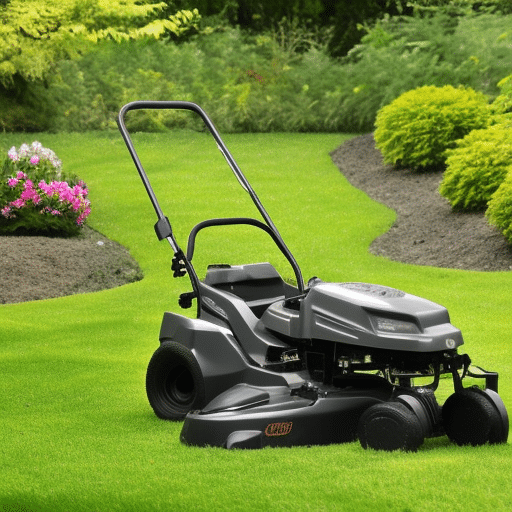 Lawn mower in the garden