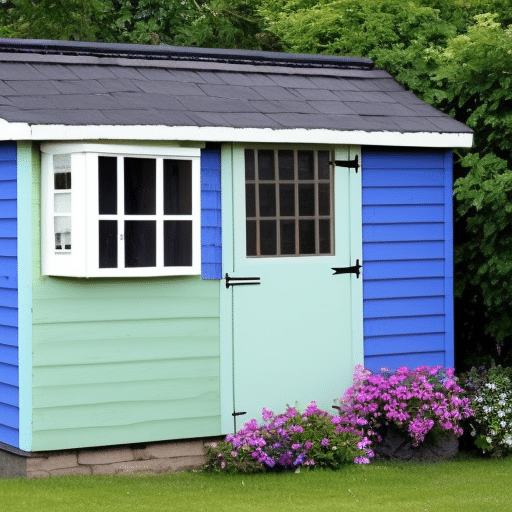 Newly pained garden shed