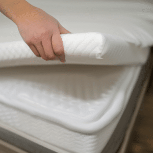 Placing the mattress topper on top of the mattress
