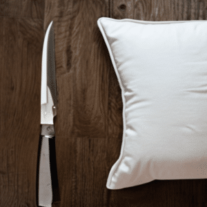 Sharp knife and memory foam pillow