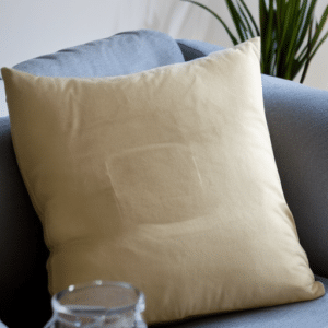 Stained pillow on the sofa