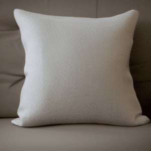 Synthetic pillow on the bed
