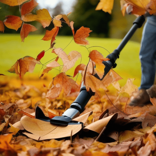 Using a leaf blower in the garden