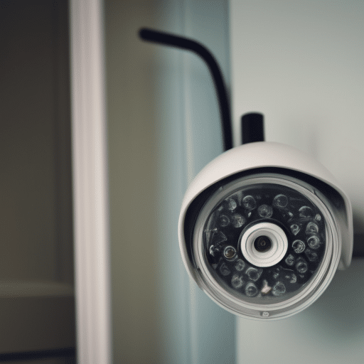 Wired cctv camera installed in the living room