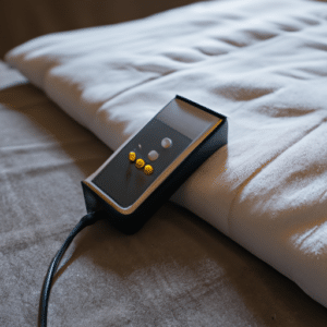 a black remote to control the blanket's temperature