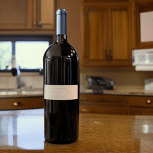 a bottle of wine on the tabletop