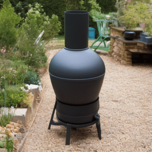 a cast iron chiminea on sand