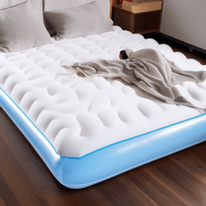 a comfortable bed with grey blanket and pillows