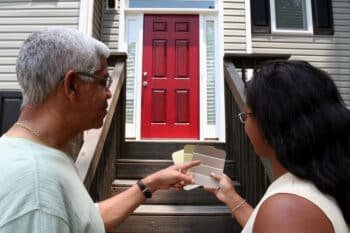 a couple choosing colour