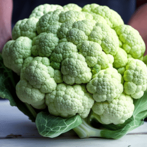 a fresh cauliflower on a table