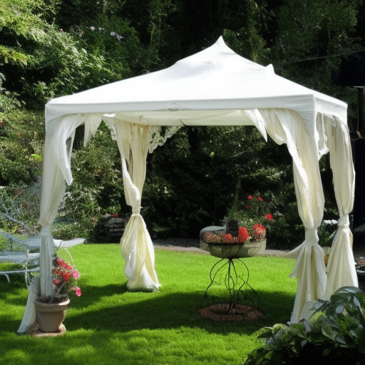 a gazebo with flowers around it