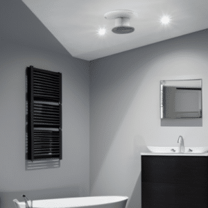 a luxury bathroom with a heater