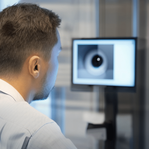 a man looking at a monitor of CCTV system