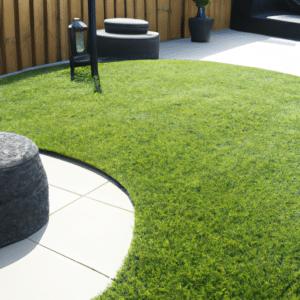 a modern backyard with concrete base