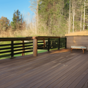 a nice patio deck near forest