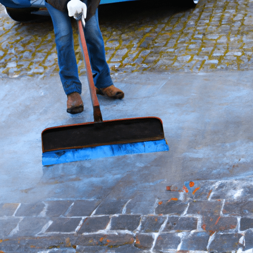 a person brushing the concrete
