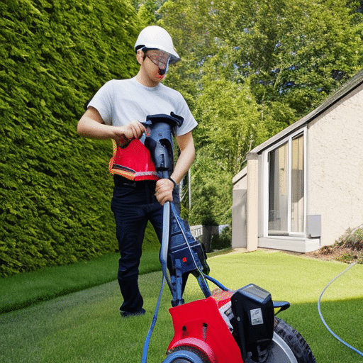 a person standing with a gardening equipment