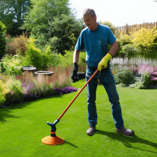 a person trimming the grass