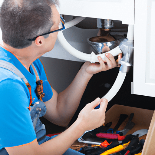 a plumber fixing the kitchen sink pipes