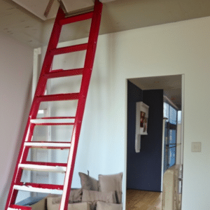 a red ladder near sofa
