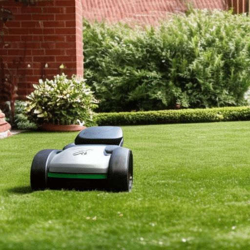 a robotic device mowing the grass
