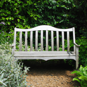 a rustic chair with flowers near it