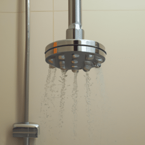 a stainless steel shower