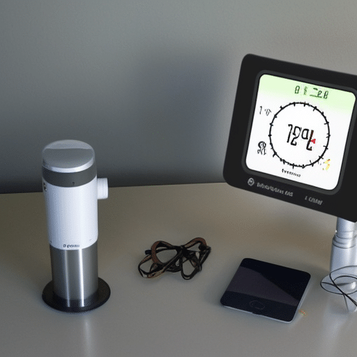 a weather station mounted on the table
